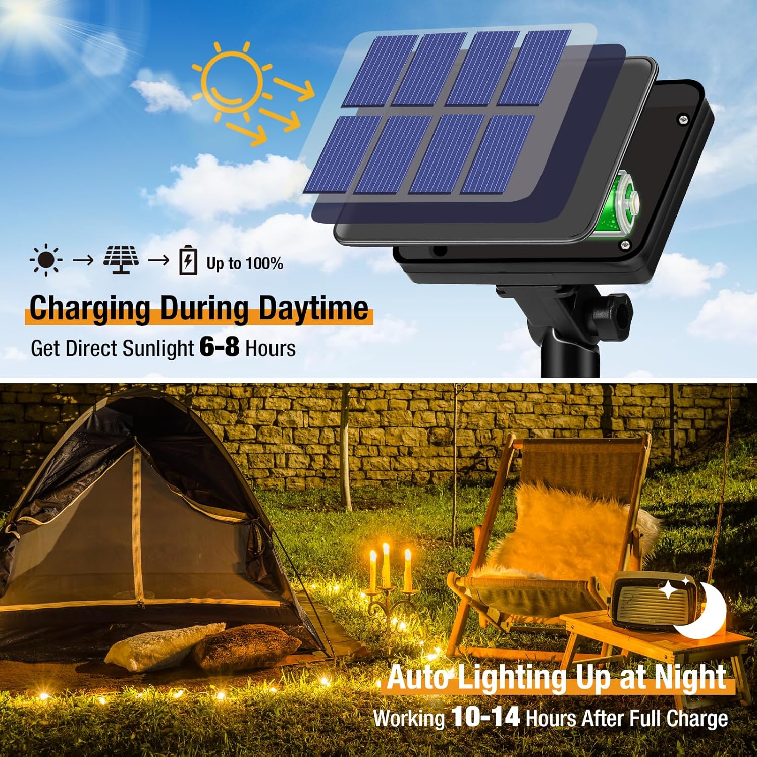 btfarm 4 Pack Solar String Lights Outdoor - Total 132FT 320LED Solar Fairy Lights Outside Waterproof 8 Modes, Copper Wire Solar Powered Twinkle Light for Garden Tree Christmas Wedding Party,Warm White 图 2